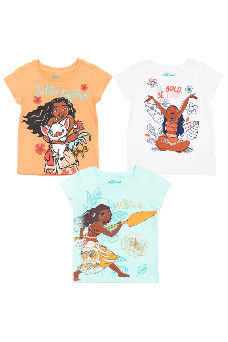 Moana 3-Pack T-Shirts, Main, color, Orange/White/Blue