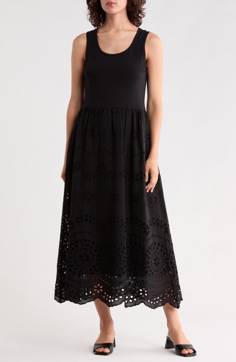 Eyelet Embroidered Twofer Dress