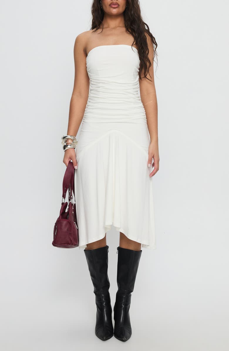 Princess Polly Rienna Strapless Asymmetrical Dress, Main, color, White
