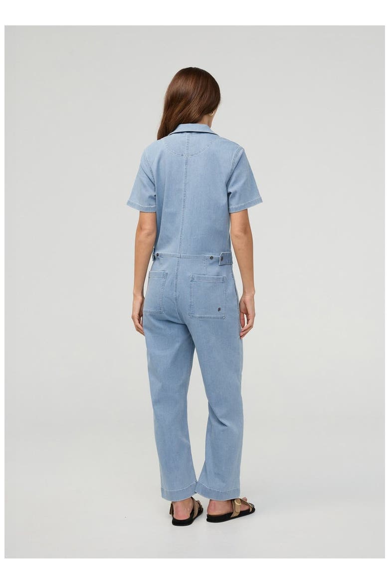 Performance Denim Short Sleeve Jumpsuit, Alternate, color, Desert-Blue