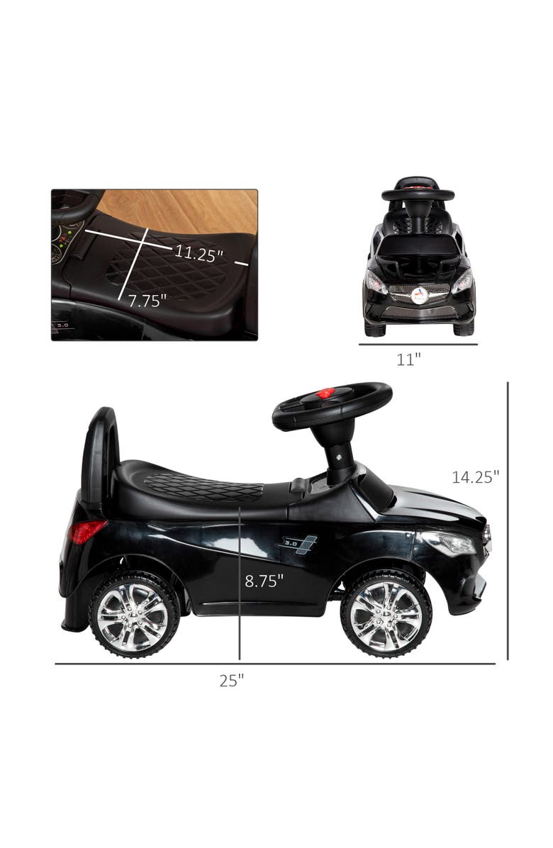 Aosom Kids Ride On Push Car with Horn, Music, Headlights, Storage, Alternate, color, Black