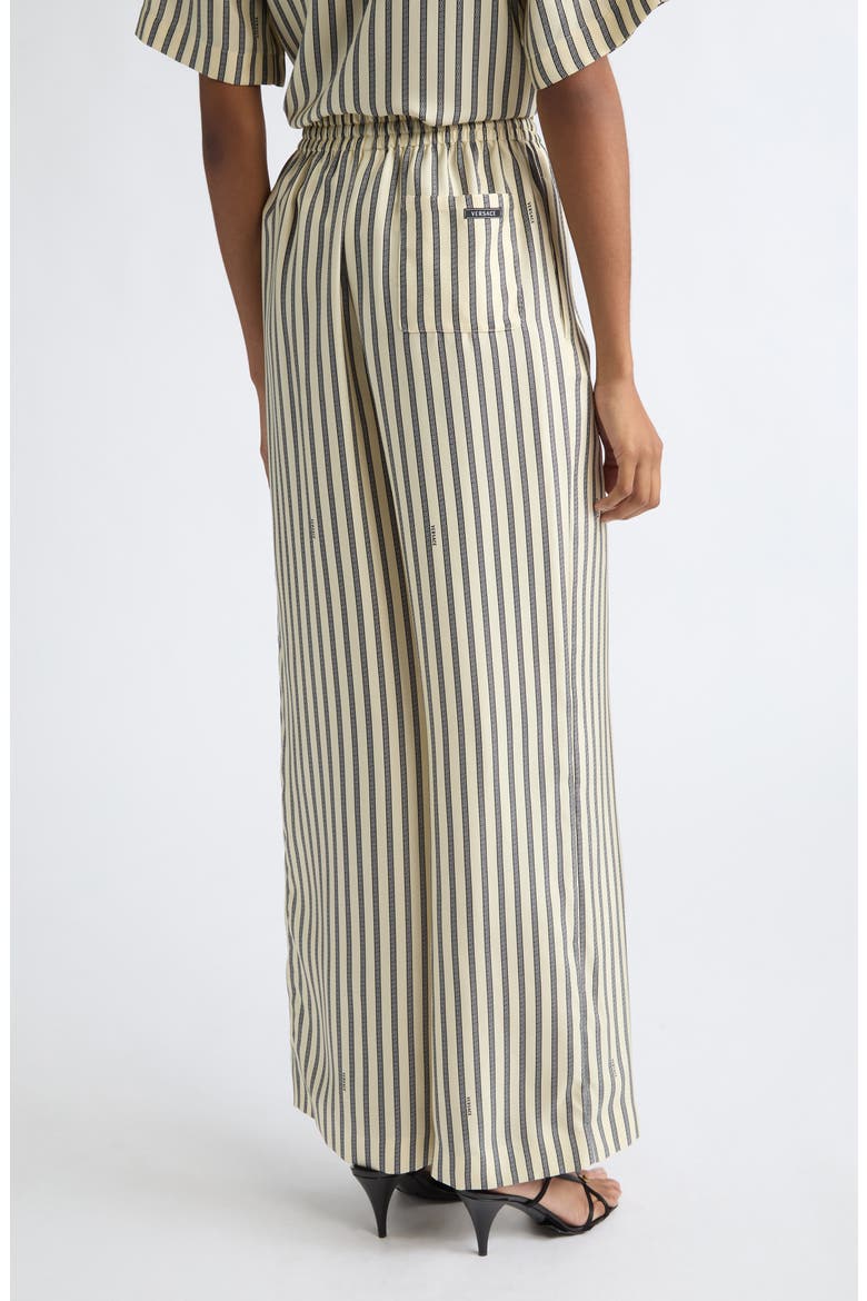Meandros Silk Twill Pants, Alternate, color, IVORY BLACK