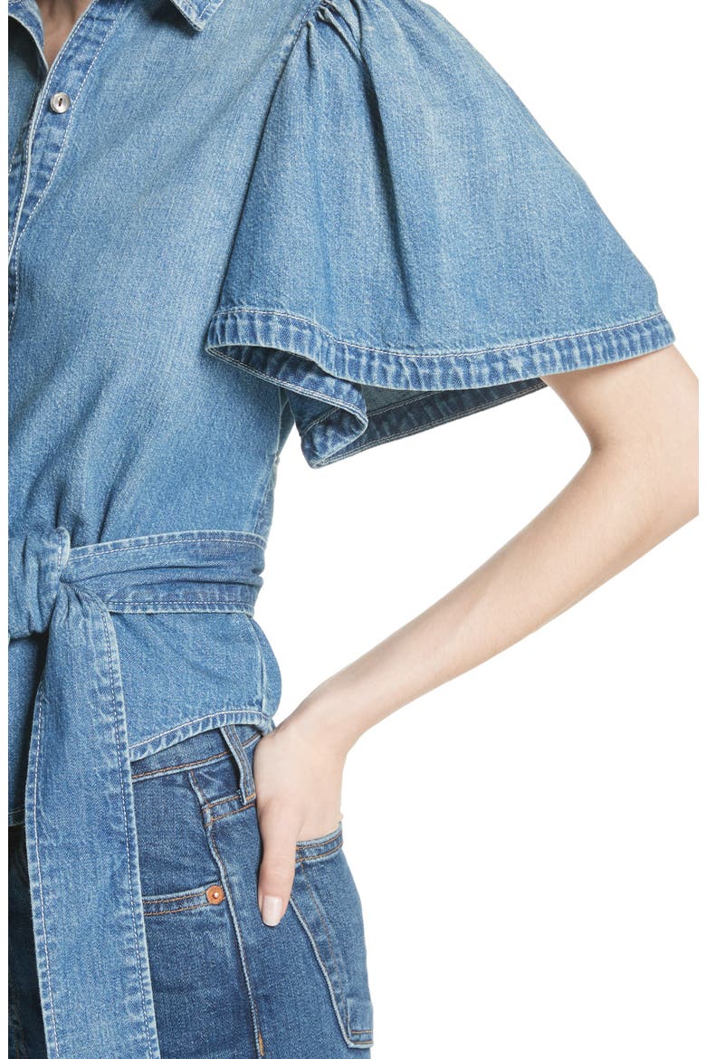 Denim Tie Top, Alternate, color, ARTIST WASH