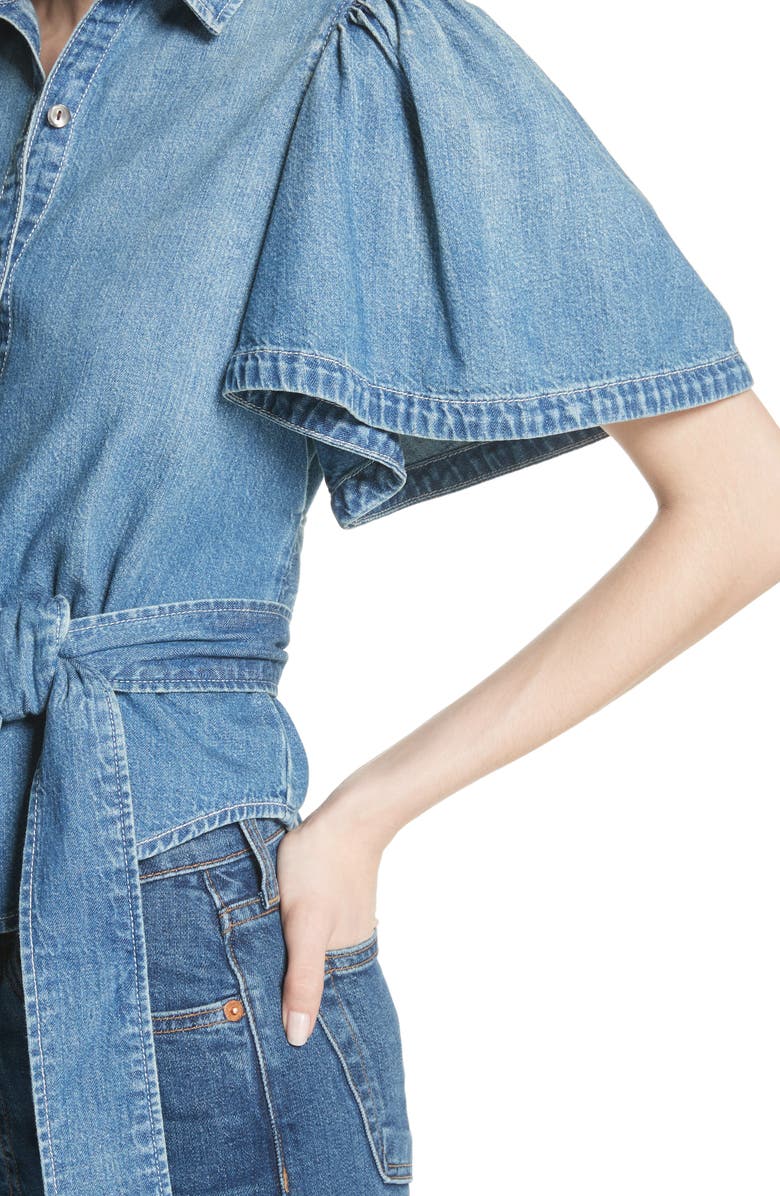 La Vie Rebecca Taylor Denim Tie Top, Alternate, color, 