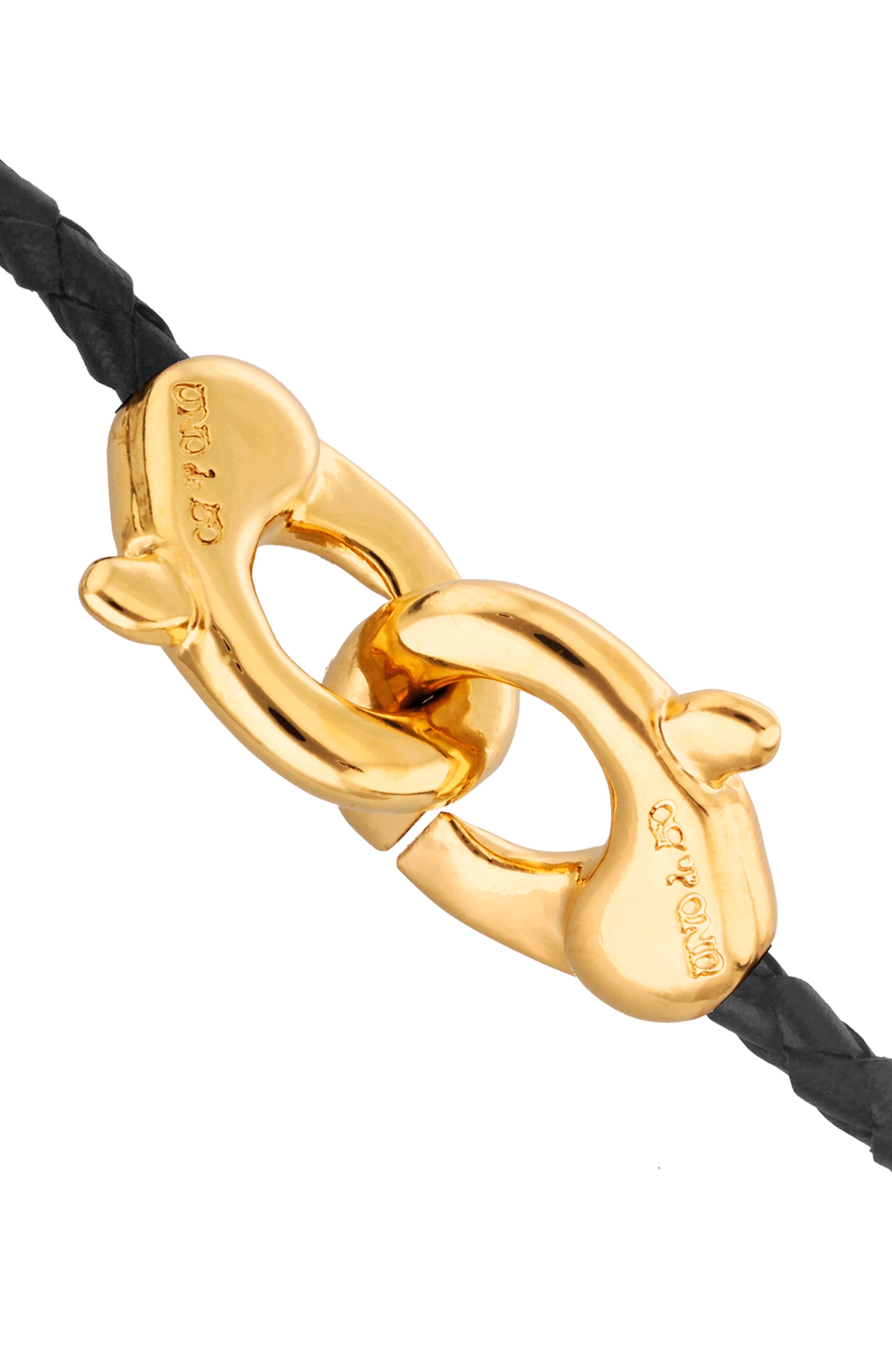 UNODE50 Black Leather Strap with 18K Gold-Plated interlocking Carabiner ...