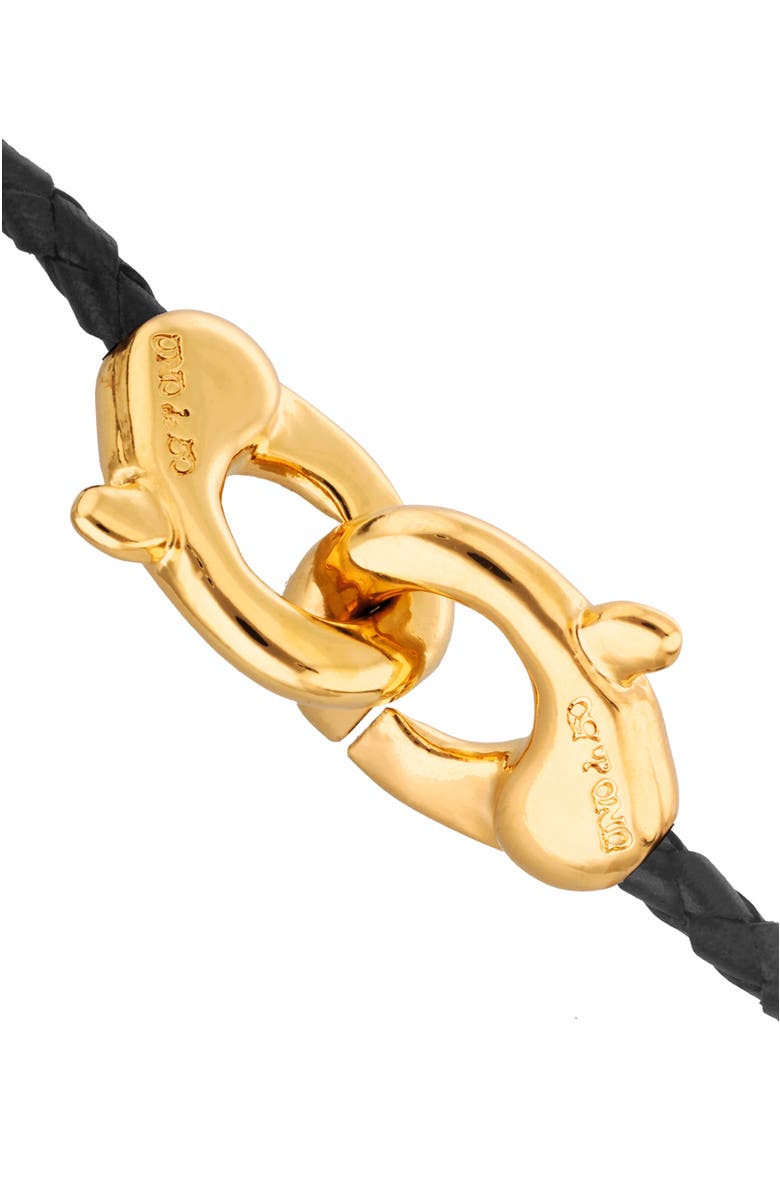 UNODE50 Black leather strap with 18k gold-plated interlocking carabiner detail, Alternate, color, Gold