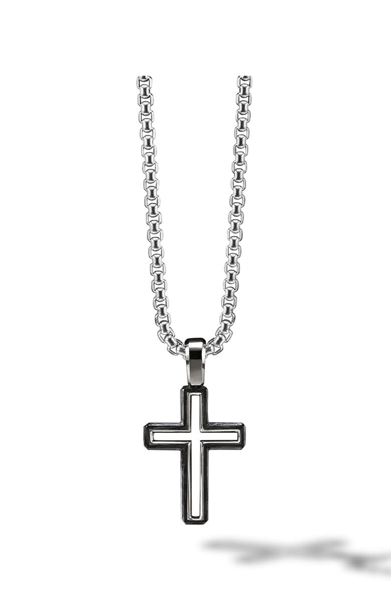 David Yurman Forged Carbon Cross Pendant, Main, color, 
