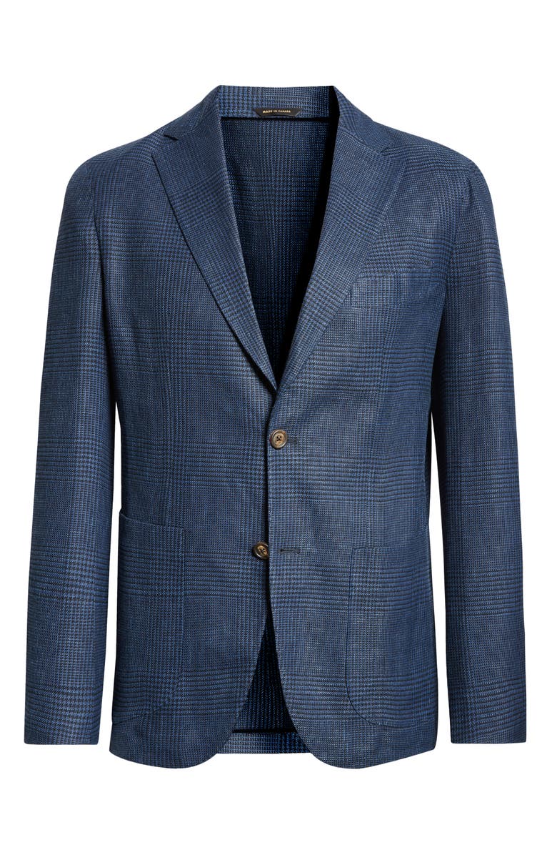 Eleventy Unstructured Plaid Linen & Wool Blend Sport Coat, Alternate, color, 11 Blue