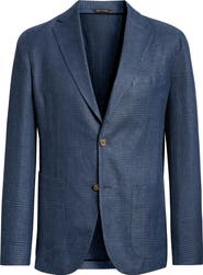 Eleventy Unstructured Plaid Linen & Wool Blend Sport Coat