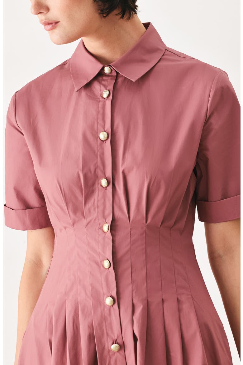 Pleated Cotton Shirtdress, Alternate, color, MAUVE