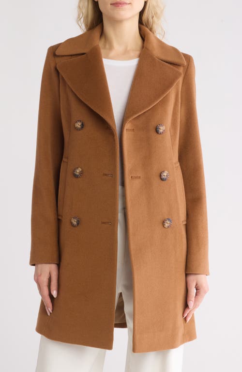 Fleurette Elongated Peacoat In Brown