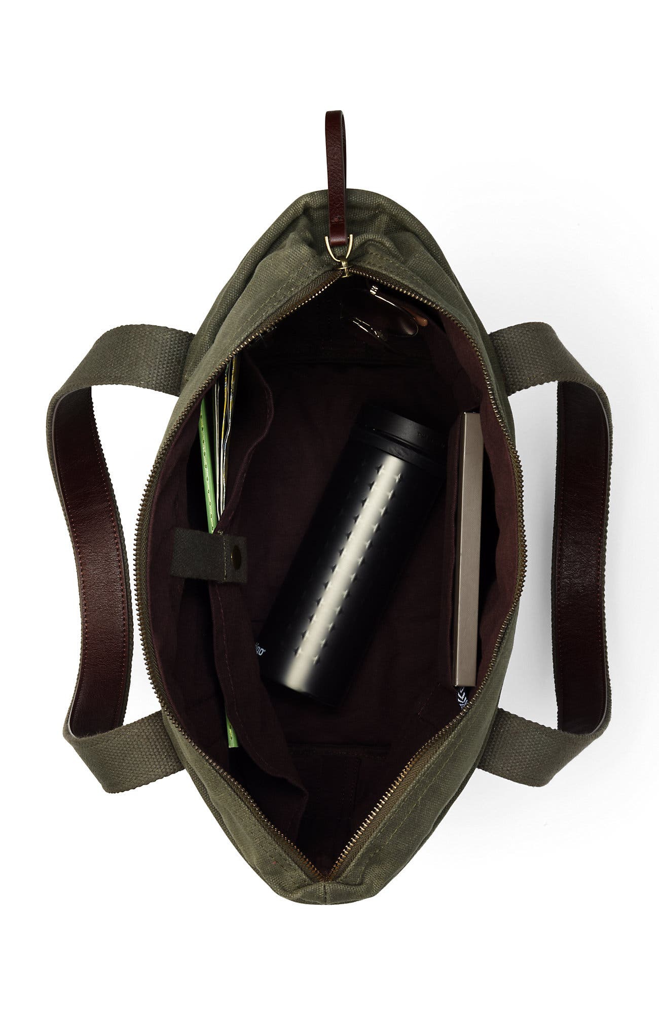 Lands' End Large Waxed Canvas Tote Bag, Alternate, color, Olive Green