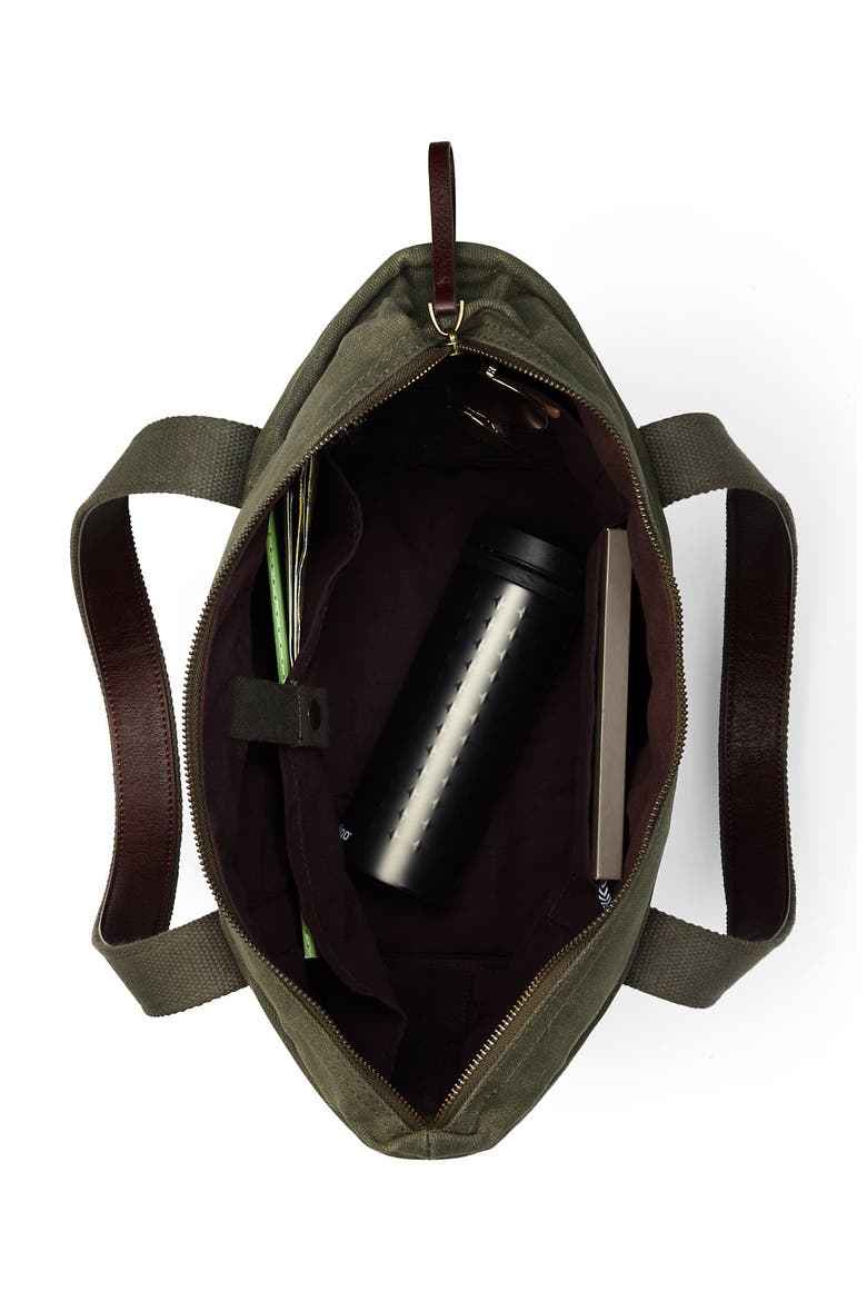 Large Waxed Canvas Tote Bag, Alternate, color, Olive Green