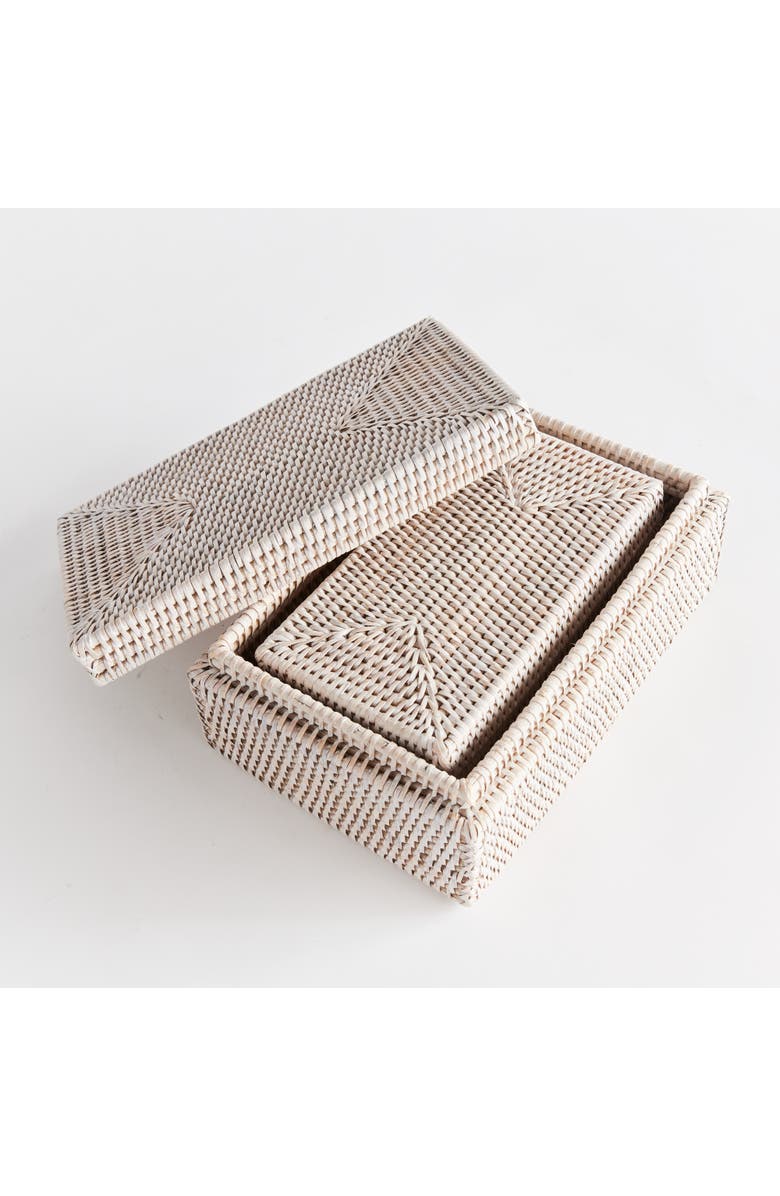 Napa Home & Garden Burma Rattan Rectangular Lidded Boxes Set of 2, Alternate, color, White