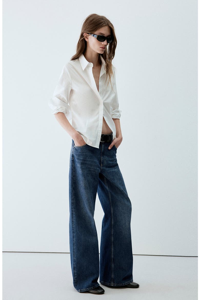 Rhinestone Mid Rise Wide Leg Jeans, Alternate, color, DARK BLUE