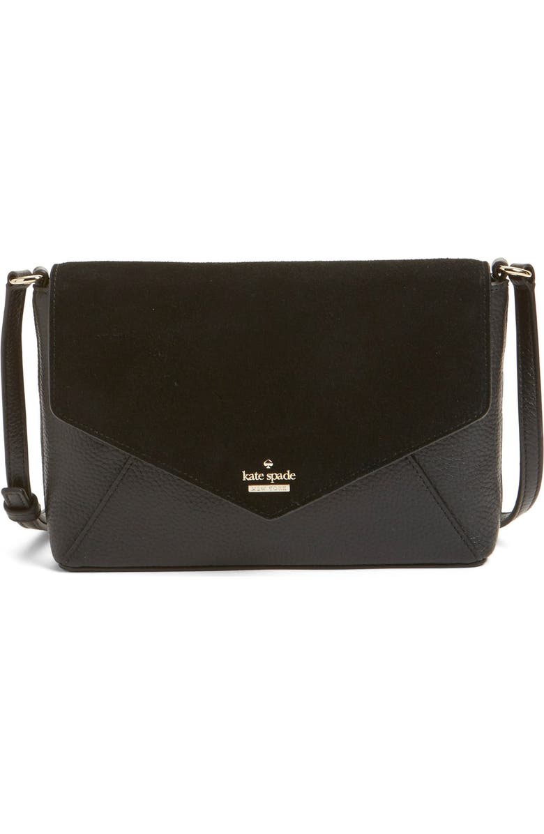 Kate Spade New York 'spencer court - large monday' suede & leather envelope crossbody bag, Main, color,