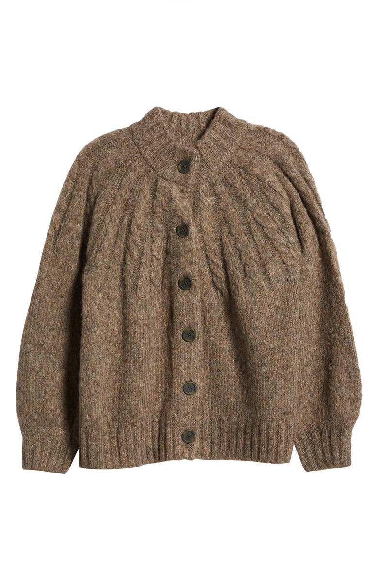 Madewell Harwood Cable Knit Mock Neck Cardigan, Alternate, color, 