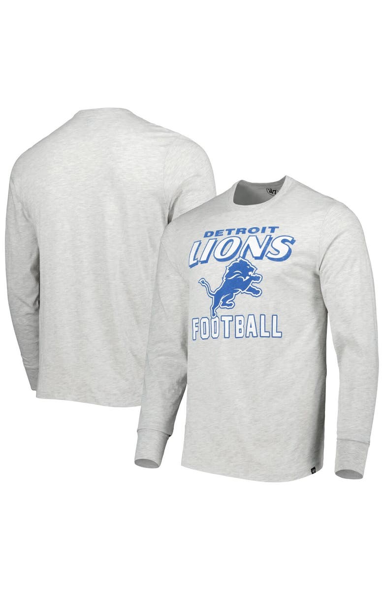 '47 Men's '47 Heathered Gray Detroit Lions Dozer Franklin Long Sleeve T-Shirt, Main, color, Gray