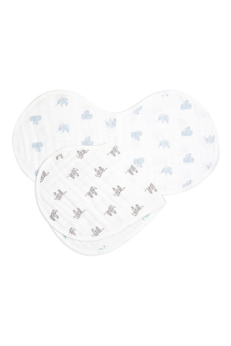 2-Pack Organic Cotton Burpy Bibs, Main, color, ANIMAL KINGDOM