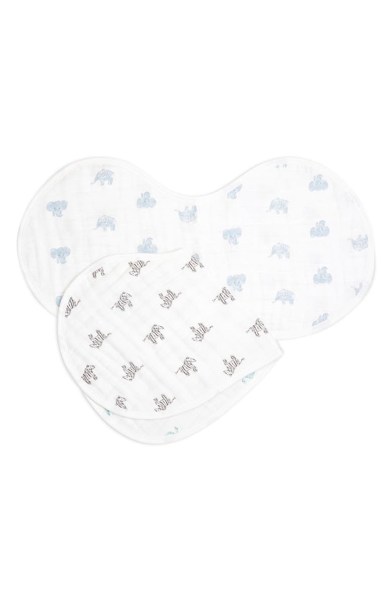 aden + anais 2-Pack Organic Cotton Burpy Bibs, Main, color, Animal Kingdom