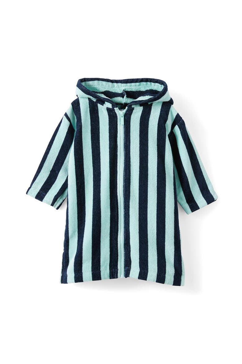 Kid's Baby Zip Through Hooded Towel, Main, color, Squid Ink Aquamarine Bold