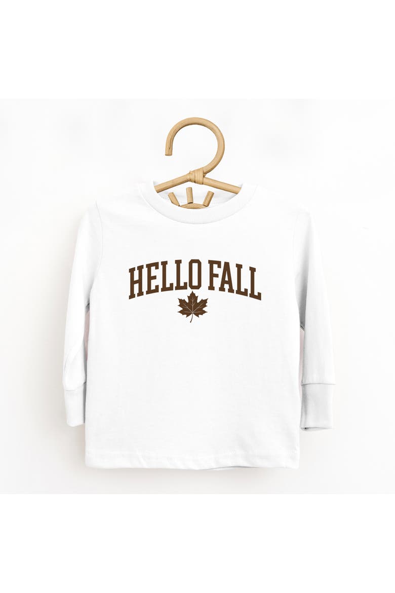 Hello Fall Leaf Toddler Long Sleeve Graphic Tee, Alternate, color, White