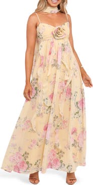 Petal & Pup Tully Floral Rosette Maxi Dress with Removable Scarf
