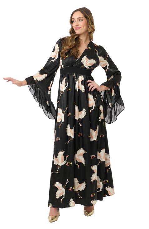 Long Sleeve Empire Waist Maxi Dress