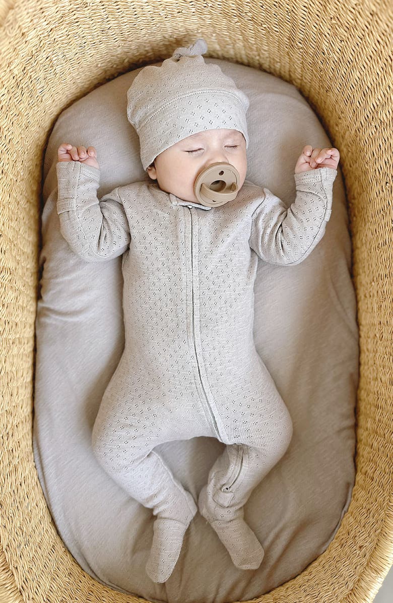 L'ovedbaby Organic Cotton Pointelle Zip Footie, Alternate, color, 