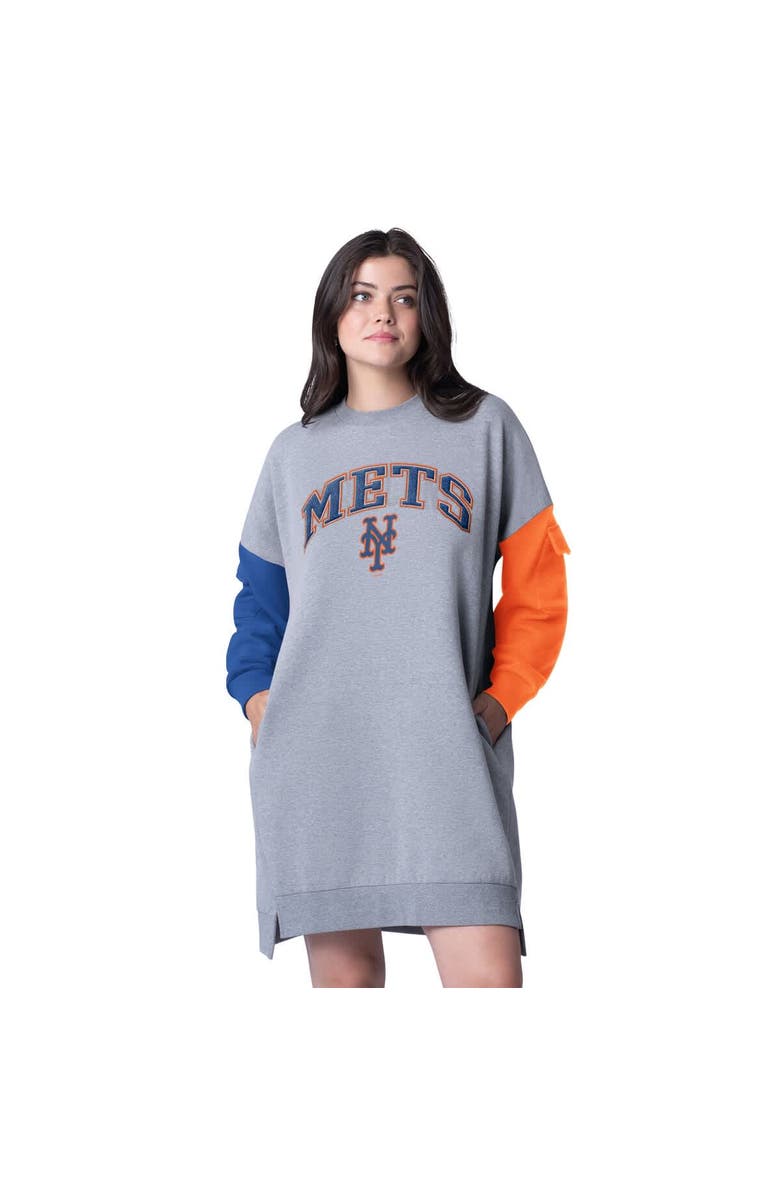 G-III 4HER BY CARL BANKS Women's G-III 4Her by Carl Banks Heather Gray New York Mets Free Ball Long Sleeve Sneaker Dress, Main, color, 