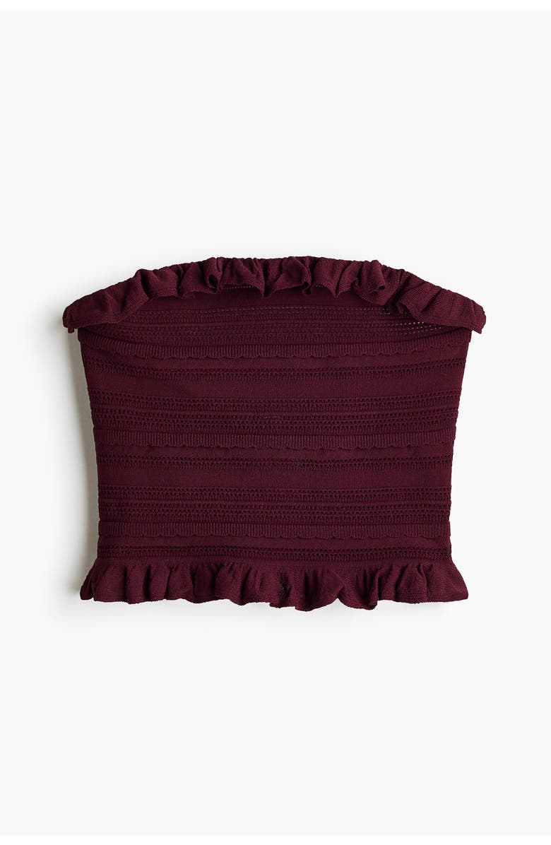 H&M Pointelle-knit Bandeau Top, Main, color, Burgundy