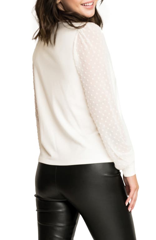 Gibsonlook Lovely Pindot Top In Neutral
