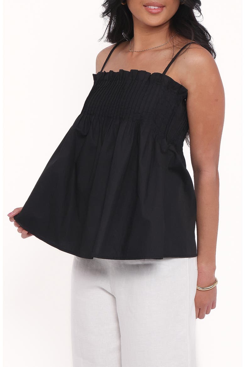 Carson Pintuck Pleat Cotton Camisole, Alternate, color, BLACK