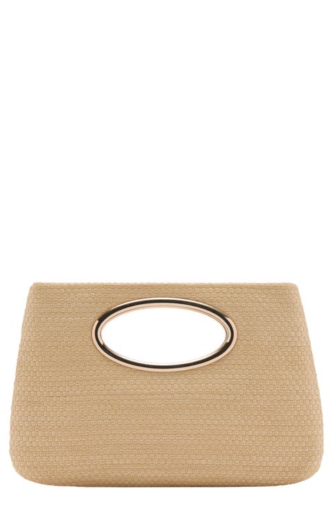 Woven Faux Leather Frame Clutch