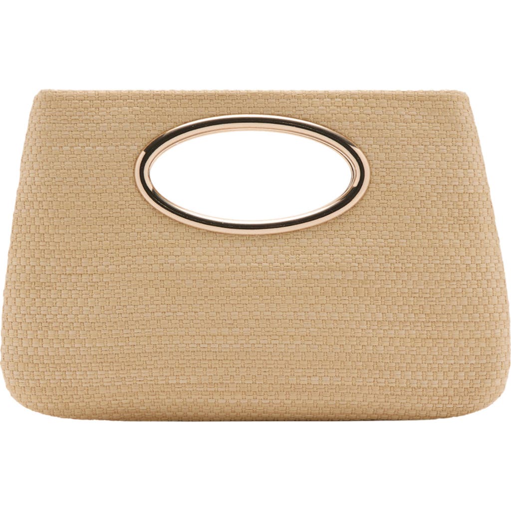 Mango Woven Faux Leather Frame Clutch In Beige