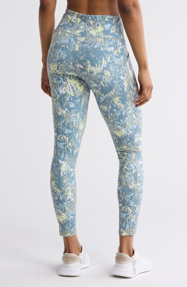 DKNY Elevate Interlock High Waist 7/8 Leggings, Alternate, color, Palms Blue Fog