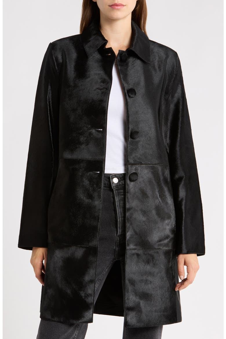 Stella Genuine Calf Hair Coat, Alternate, color, OBSIDIAN BLACK