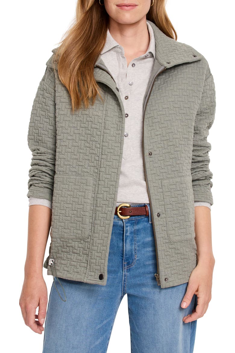 Throw On Quilted Knit Jacket, Main, color, DARK OLIVE