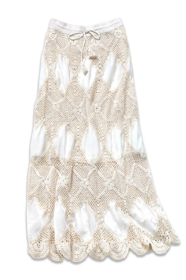 Scallop Crochet Maxi Skirt/Bandeau Dress, Alternate, color, Ivory Crochet