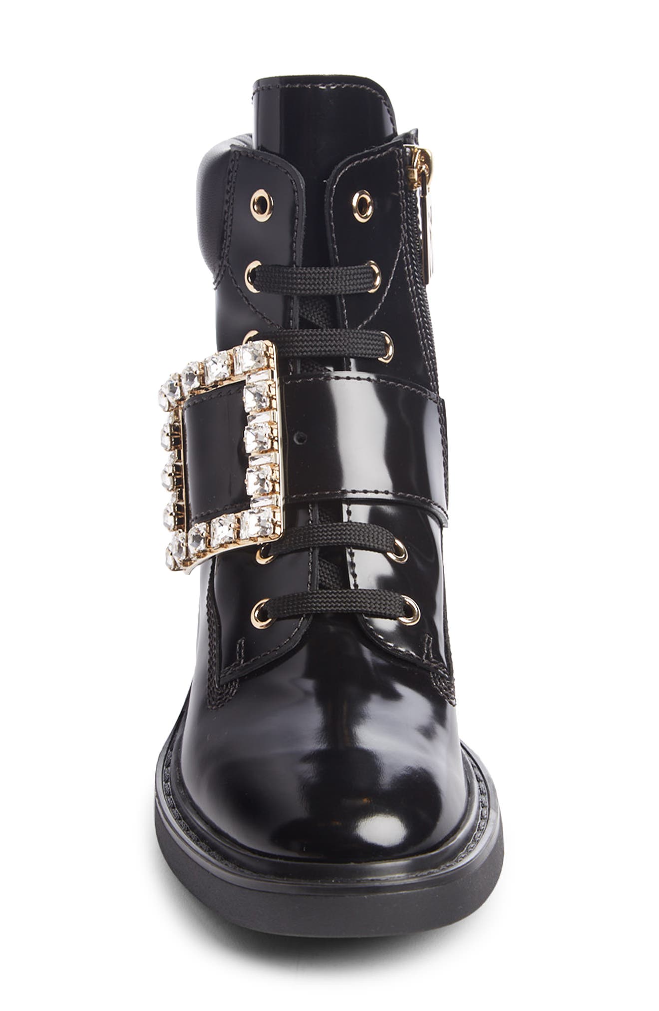 Roger Vivier Viv Rangers Crystal Buckle Combat Boot, Alternate, color, 