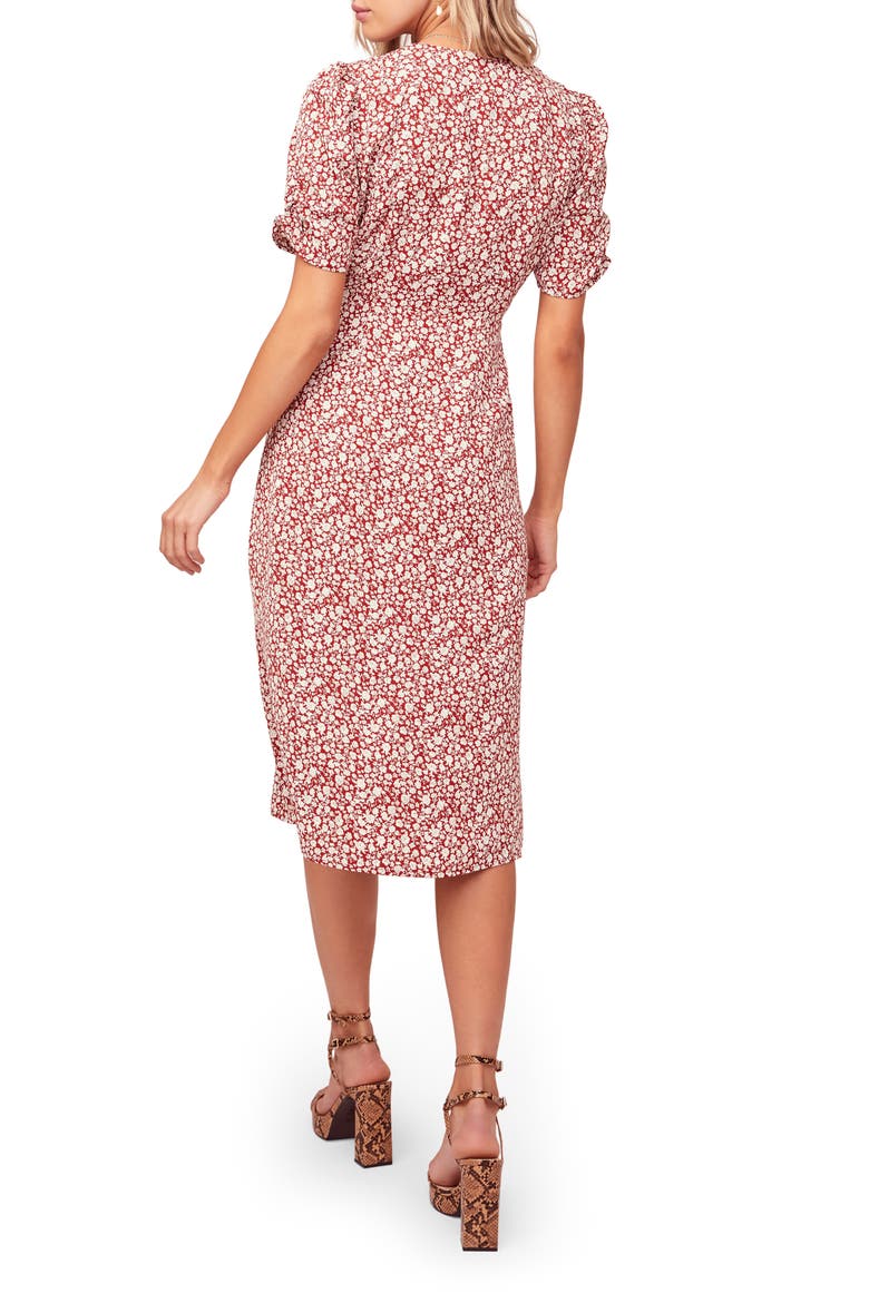 Kinsley Micro Print Wrap Dress, Alternate, color, RED-IVORY MULTI FLORAL