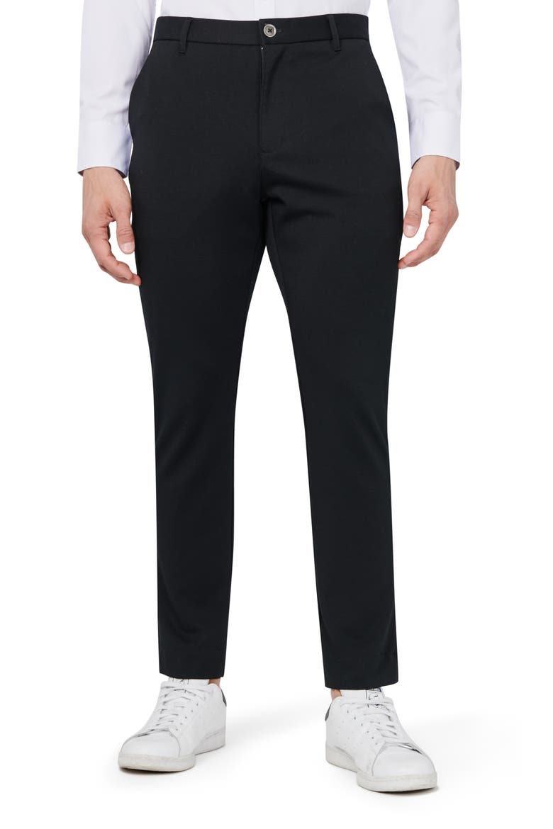 Solid Knit Straight Slim Fit Suit Separates Pants, Main, color, BLACK