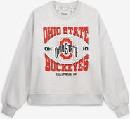 PRESSBOX Women's Pressbox Oatmeal Ohio State Buckeyes Waist Length Oversized Janise Melange Sweatshirt