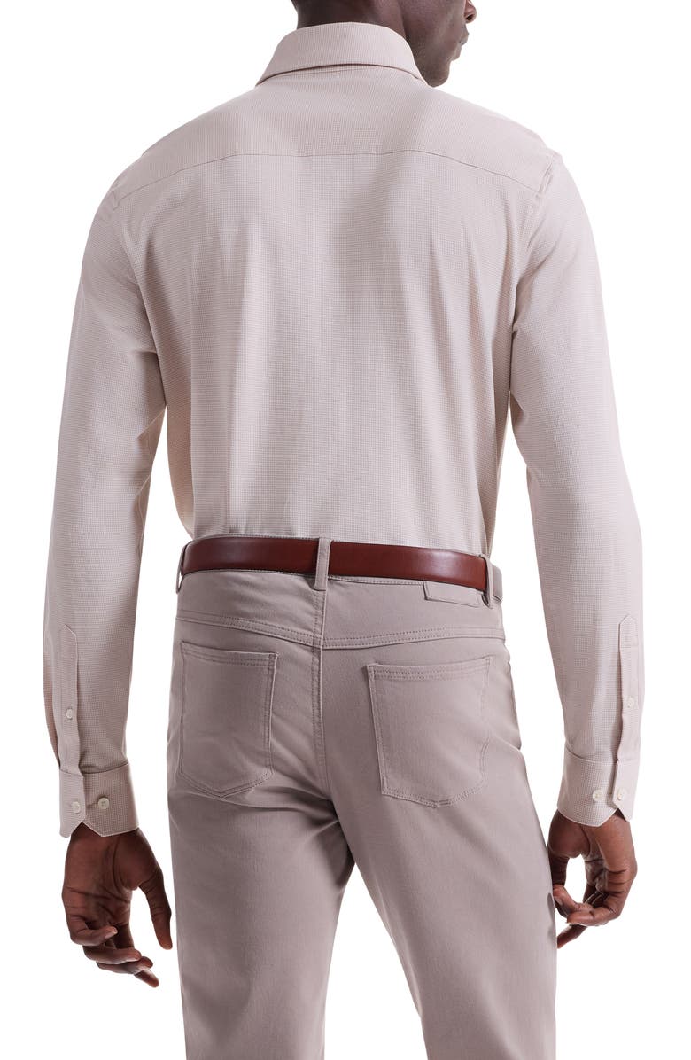 Bugatchi Devon OoohCotton<sup>®</sup> Houndstooth Button-Up Shirt, Alternate, color, Sand