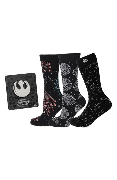 x Star Wars Transport Lapel Pin & 3-Pack Socks Set