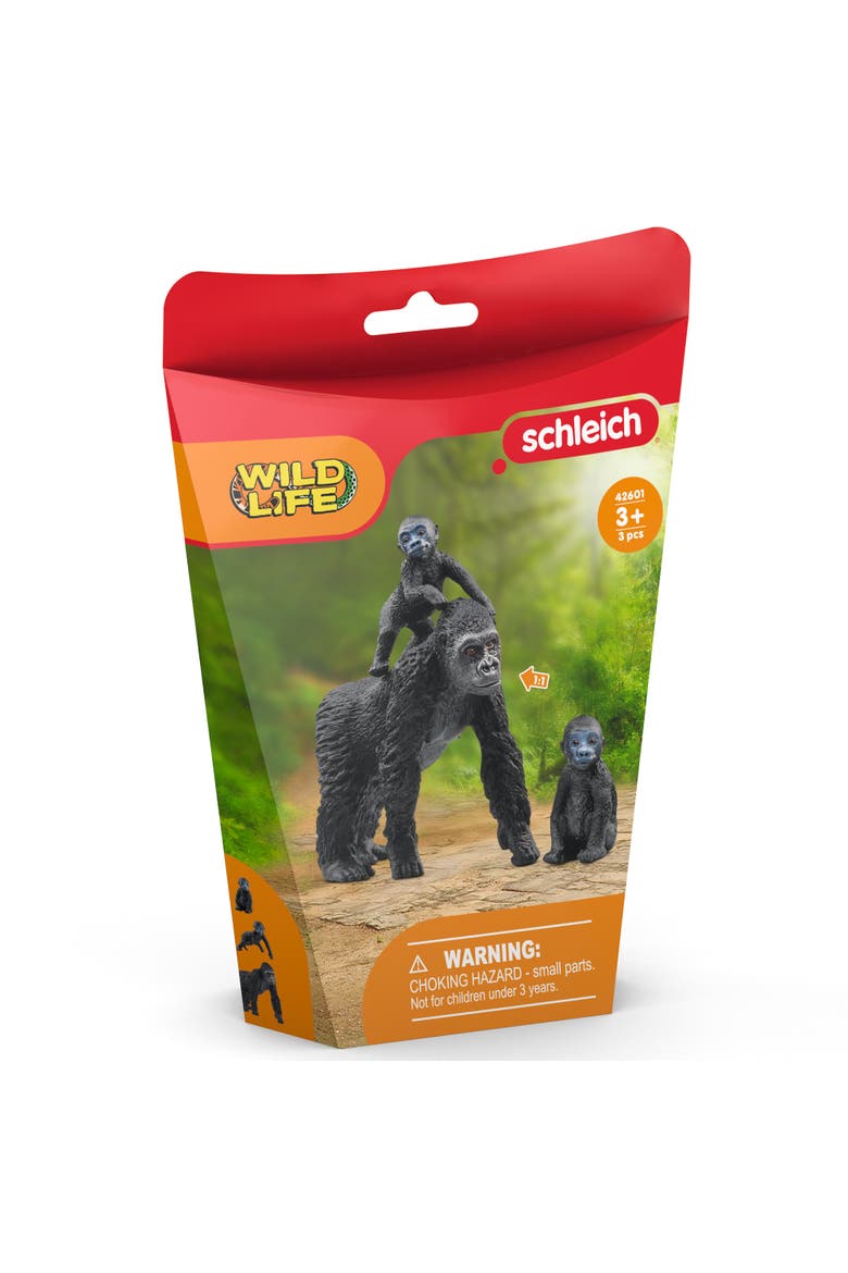 Wild Life Gorilla Family 3 Piece Animal Figurines, Alternate, color, Multicolored