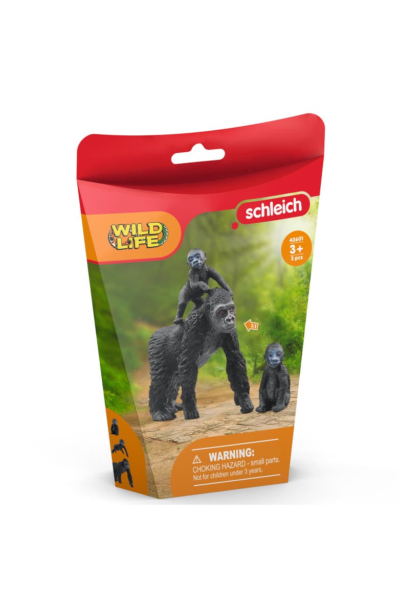 Schleich Wild Life Gorilla Family 3 Piece Animal Figurines, Alternate, color, Multicolored