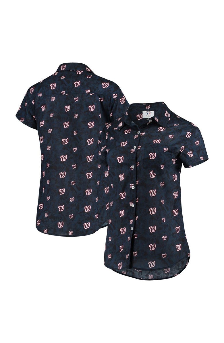 FOCO Women's FOCO Navy Washington Nationals Floral Button Up Shirt, Main, color, Navy
