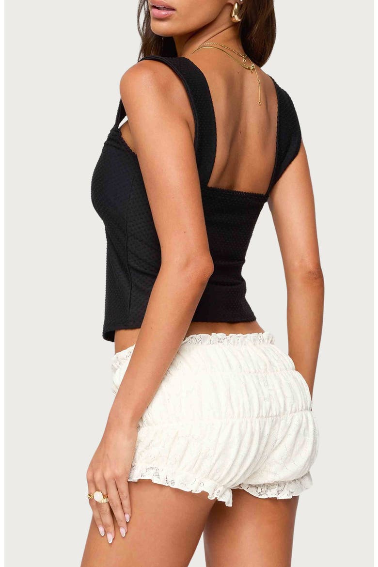 Leya Keyhole Textured Crop Top, Alternate, color, BLACK