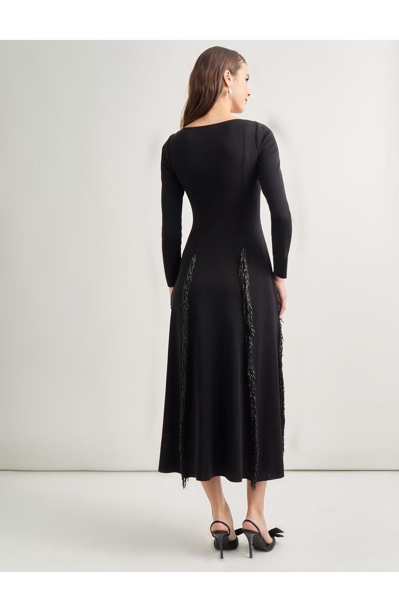 Misook Modern Fit-and-Flare Sequin Princess Seam Knit Maxi Dress, Alternate, color, Black